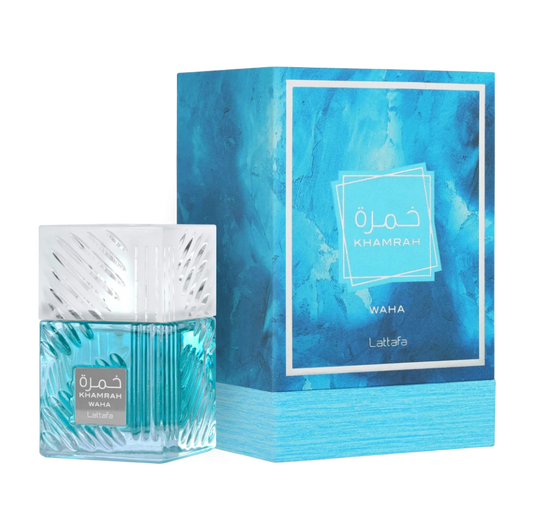 Lattafa Khamrah Waha Eau de Parfum - Bottle and box