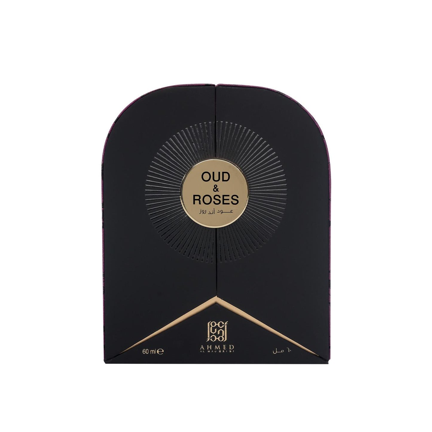 Black and gold packaging of Oud & Roses perfume on a white background