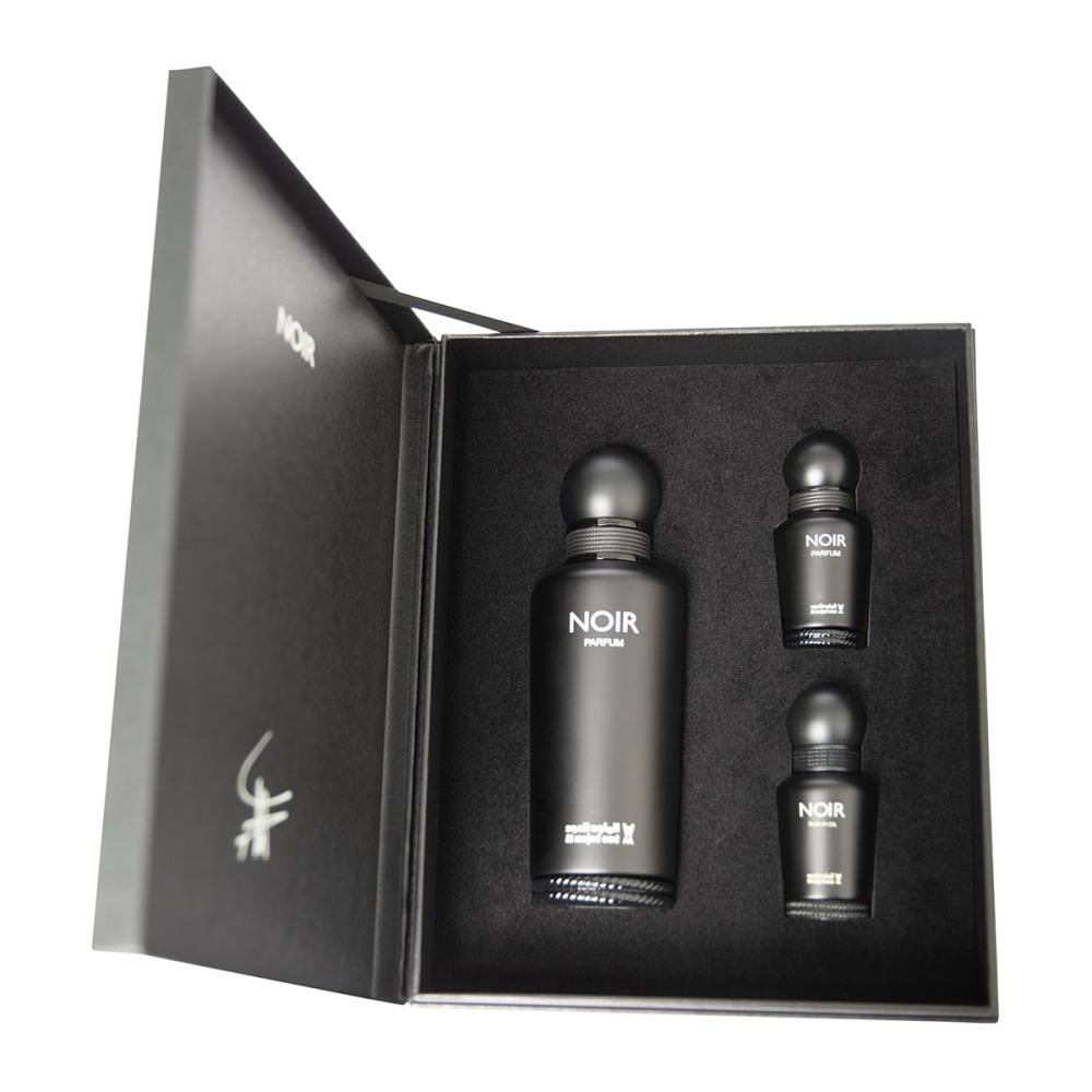 Al Majed Oud Noir Gift Set (Parfum 150ml + Parfum 15ml + Perfume Oil 15ml) - box