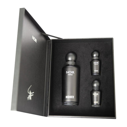 Al Majed Oud Noir Gift Set (Parfum 150ml + Parfum 15ml + Perfume Oil 15ml) - box