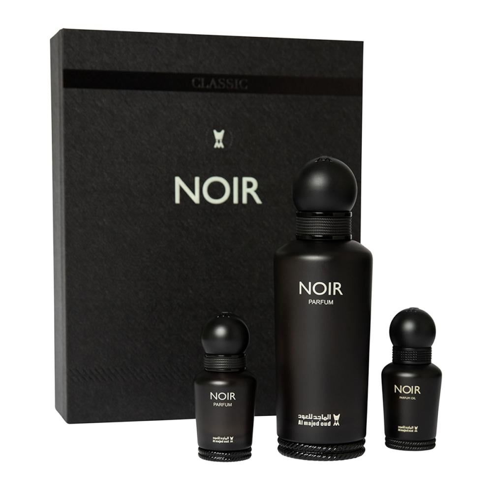 Al Majed Oud Noir Gift Set (Parfum 150ml + Parfum 15ml + Perfume Oil 15ml) - front
