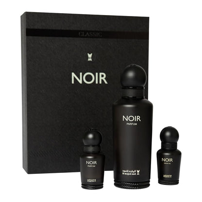 Al Majed Oud Noir Gift Set (Parfum 150ml + Parfum 15ml + Perfume Oil 15ml) - front